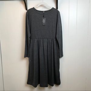 LUNAJANY NWT GRAY LOOSE PLEATED SWING DRESS XL